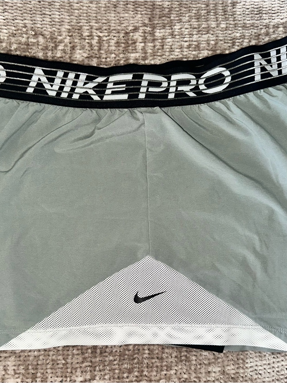 Nike Pro Sage Green Athletic Skirt with Black Branded Waistband